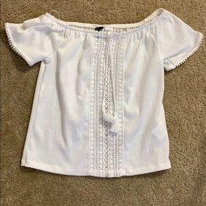 White off-the shoulder shirt